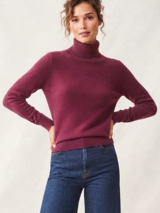 Lord & Taylor Sweaters - 💯 Cashmere Sweater Sz M Burgundy High Neck Lord & Taylor Cozy Soft Quiet Luxury